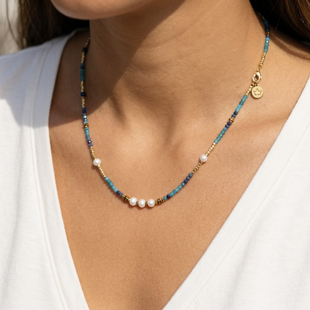 Joanna Lapis Lazuli & Freshwater Pearl Necklace